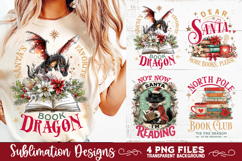 Christmas Book Lover 4 PNG Retro PNG Sublimation Product Image 1