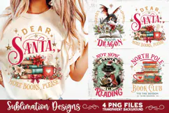 Christmas Book Lover 4 PNG Retro PNG Sublimation Product Image 4