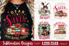 Christmas Book Lover 4 PNG Retro PNG Sublimation Product Image 5
