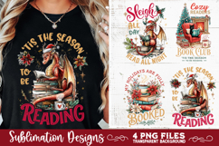 Christmas Book Lover 4 PNG Retro PNG Sublimation Product Image 2