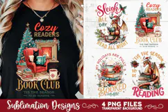 Christmas Book Lover 4 PNG Retro PNG Sublimation Product Image 3