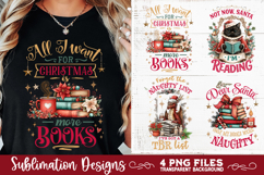 Christmas Book Lover 4 PNG Retro PNG Sublimation Product Image 2