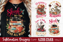 Christmas Book Lover 4 PNG Retro PNG Sublimation Product Image 4