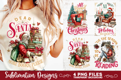 Christmas Book Lover 4 PNG Retro PNG Sublimation Product Image 5