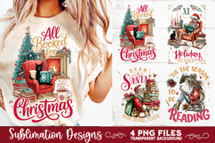 Christmas Book Lover 4 PNG Retro PNG Sublimation Product Image 6