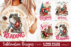 Christmas Book Lover 4 PNG Retro PNG Sublimation Product Image 7