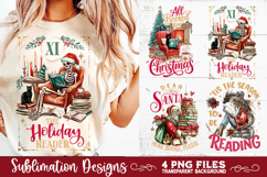 Christmas Book Lover 4 PNG Retro PNG Sublimation Product Image 8