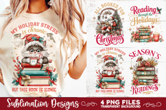 Christmas Book Lover 4 PNG Retro PNG Sublimation Product Image 7