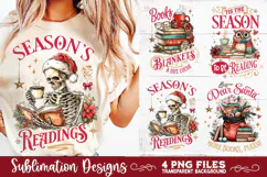 Christmas Book Lover 4 PNG Retro PNG Sublimation Product Image 1