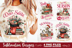 Christmas Book Lover 4 PNG Retro PNG Sublimation Product Image 8
