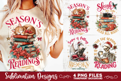 Christmas Book Lover 4 PNG Retro PNG Sublimation Product Image 1