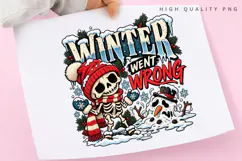 Cute Winter Skeleton and Melting Snowman Went Wrong Funny Product Image 3