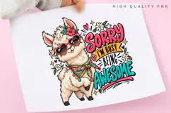 Cute Fluffy Alpaca Sorry I'm Busy Being Awesome Colorful Product Image 1