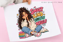 Smart Kind Completely Myself PNG, Cute Girl Book Lover Product Image 3