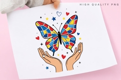 Autism Butterfly PNG Sublimation Design, Mosaic Butterfly Product Image 3