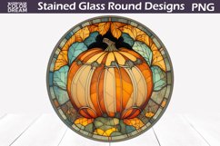 Pumpkin Fall Stained Glass PNG | Pumpkin Round Sublimation Product Image 1