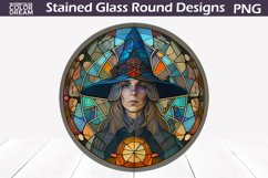 Halloween Stained Glass PNG | Witch Halloween Design Product Image 1