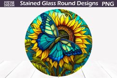 Sunflower Butterfly Stained Glass | Butterfly Sunflower PNG Product Image 1