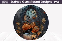 Halloween Stained Glass Round PNG | Pumpkin Stained Glass Product Image 1