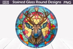 Deer Stained Glass PNG | Deer Round Design Product Image 1