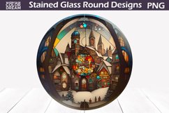 Stained Glass Christmas Village | Christmas Round Sign Product Image 1