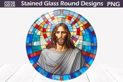 Christian Stained Glass PNG | Jesus Stained Glass Round Product Image 1