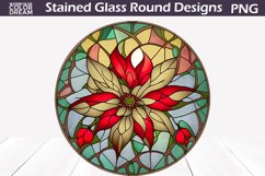 Poinsettia Stained Glass Sublimation | Poinsettia Round Sign Product Image 1