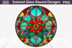 Poinsettia Stained Glass PNG | Poinsettia Round Sign Product Image 1