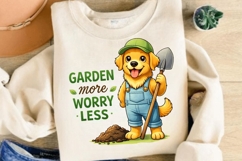 Garden More Worry Less PNG, Funny Gardening Dog PNG Product Image 5