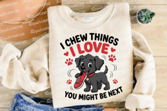 Cartoon Puppy Chewing Red Shoe with Text Sublimation PNG Product Image 4