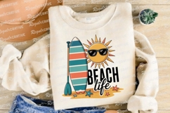 Beach Life Illustration with Surfboard Sun Sublimation PNG Product Image 3