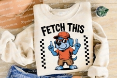 Blue Dog Cartoon Fetch This Wearing Sublimation PNG Product Image 4