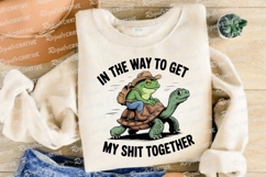 Frog With Hat Riding Turtle Design Humor Sublimation PNG Product Image 4