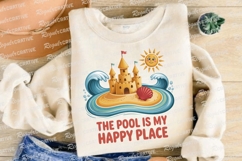 Beach scene with sandcastle sun waves and Sublimation PNG Product Image 3