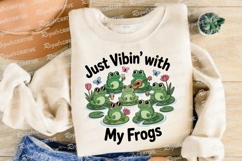 Cartoon Frogs Hanging Out On Lily Pads Sublimation PNG Product Image 4