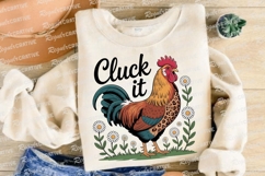 Cluck It Cartoon Chicken Design With Flowers Sublimation PNG Product Image 4