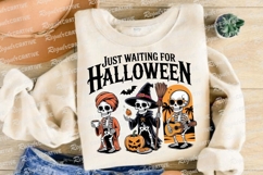 Halloween Skeletons Waiting with Coffee Sublimation PNG Product Image 4