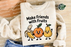Happy Cartoon Fruits Banana Orange Pear Sublimation PNG Product Image 4