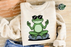 Cartoon Frog Meditating With Sunglasses Sublimation PNG Product Image 4