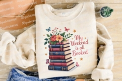 Stacked Books With Flowers And Butterflies Sublimation PNG Product Image 4