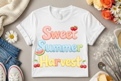 Sweet Summer Harvest Cute Patchwork Fruit Summer PNG Design Product Image 6
