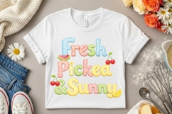 Fresh Picked &amp; Sunny Cute Summer Fruit Patchwork PNG Design Product Image 6