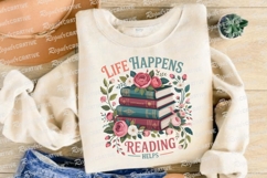 Books And Flowers Reading Vector Design Sublimation PNG Product Image 4
