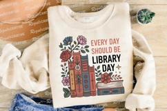 Library Day Books Floral Design Illustration Sublimation PNG Product Image 4