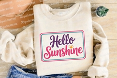 Hello Sunshine Text Design in Pink Purple Sublimation PNG Product Image 4