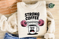 Strong Coffee Donut Barbell Cartoon Graphic Sublimation PNG Product Image 4