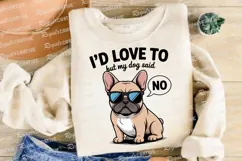 French Bulldog with Sunglasses and Speech Sublimation PNG Product Image 4