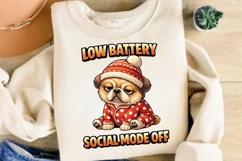 Low Battery Social Mode Off PNG, Funny Tired Dog PNG Product Image 5
