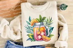 Watercolor Illustration of Orange Juice in a Sublimation PNG Product Image 3
