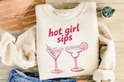 Pink Cocktail Glasses with Text Hot Girl Sublimation PNG Product Image 3